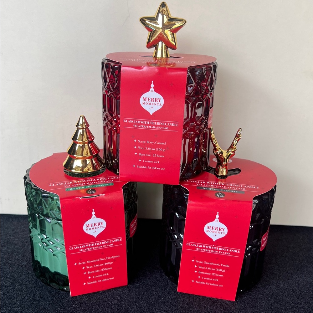 KIRKTON HOUSE Holiday Glass Jar with Gold Figurine Candle Set